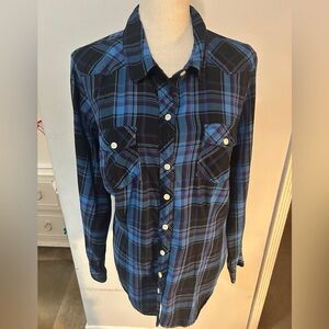 Torrid Navy and Black Plaid Shirt